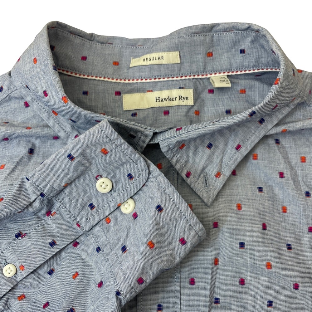 Hawker Rye Mens Blue Print Long Sleeve Button Up‎ Shirt Casual Regular Fit XXL
